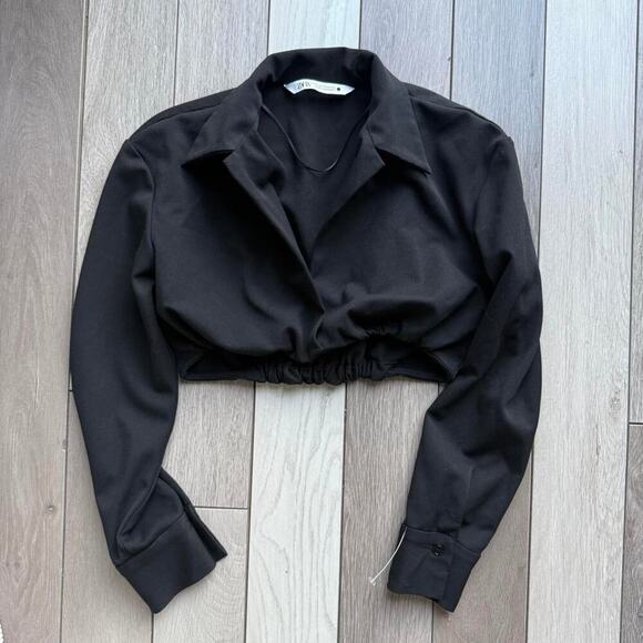 Black zara cropped long sleeve - Picture 1 of 4